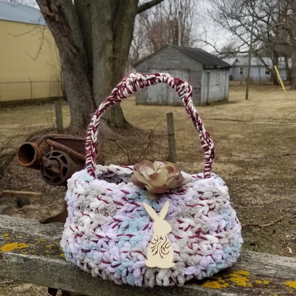Crochet Easter Basket Handmade Srt - Picture 2 of 4
